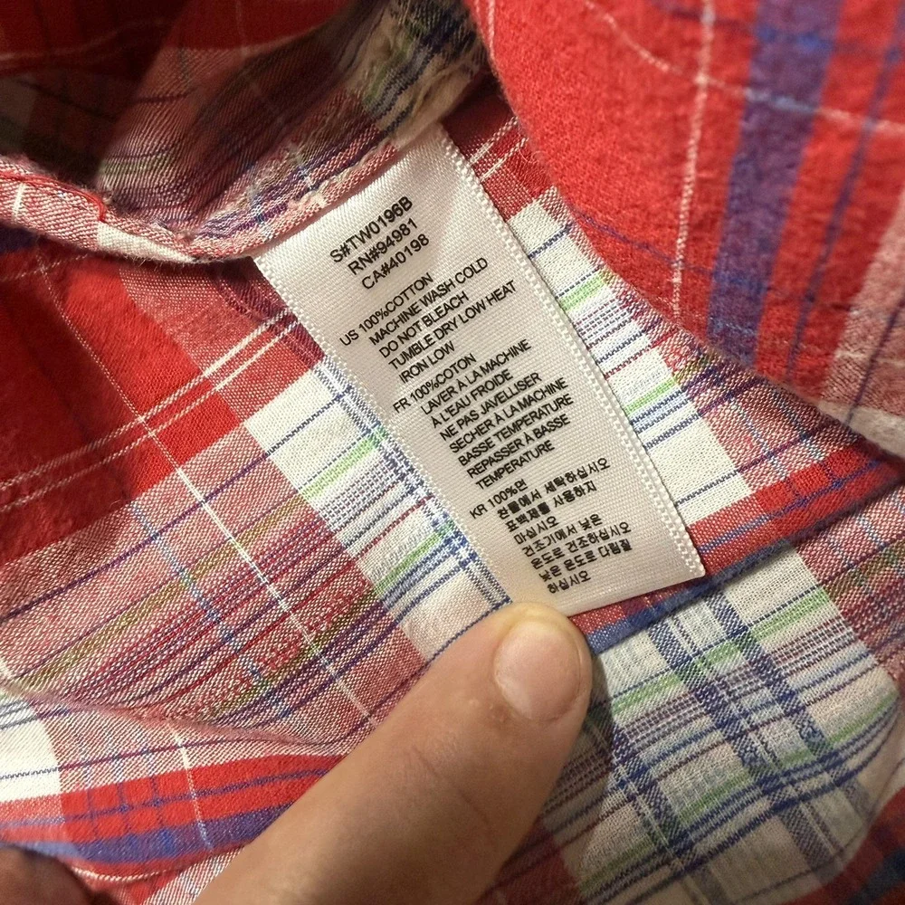 Heritage 1981 Western Snap Shirt‎ Mens Large Red Plaid Roll Tab Sleeve Button Up